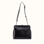 Alba Frame Large Shoulder Bag in Polished Leather - Black
