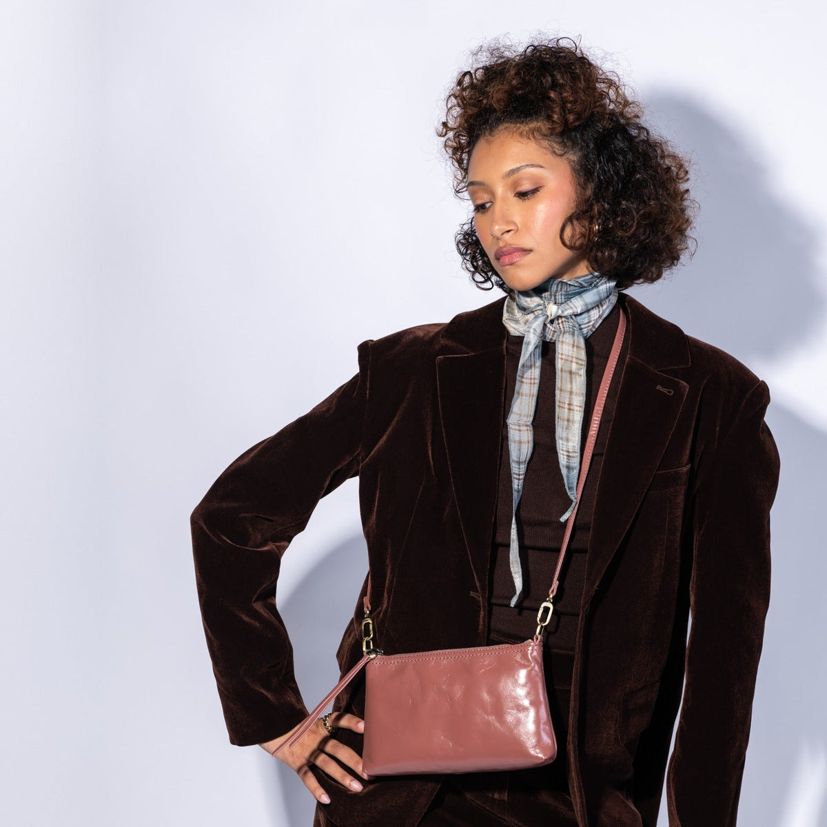 Darcy Crossbody In Polished Leather - Rosewood
