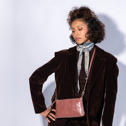 Darcy Crossbody In Polished Leather - Rosewood