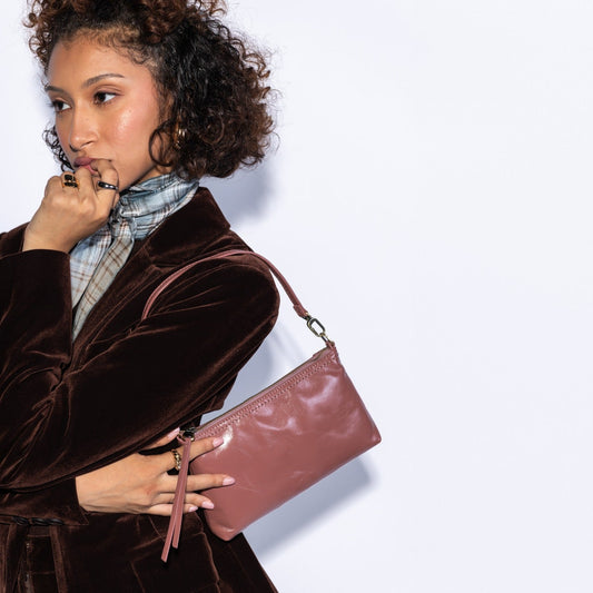 Darcy Crossbody In Polished Leather - Rosewood