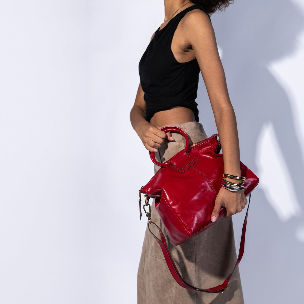 Sheila Medium Satchel In Polished Leather