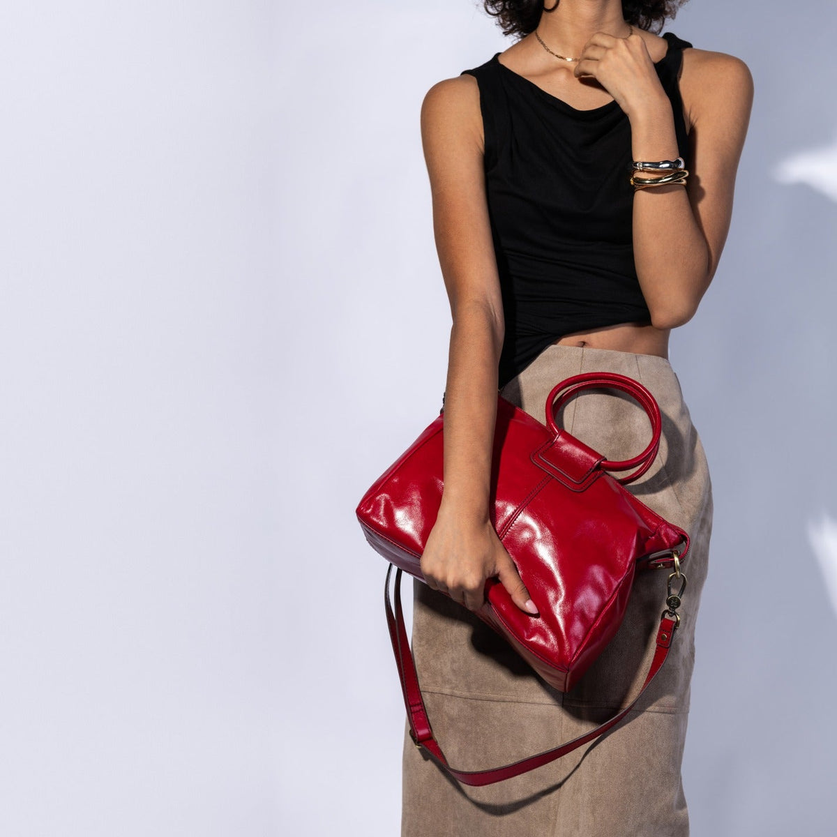 Sheila Medium Satchel In Polished Leather