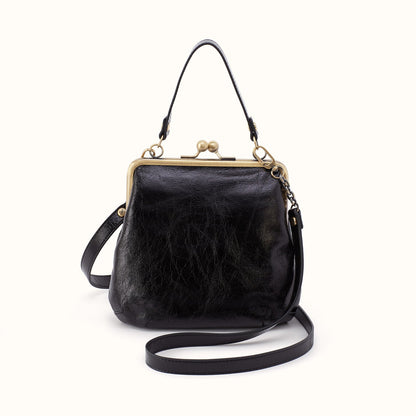 Alba Crossbody in Polished Leather - Black- FOL