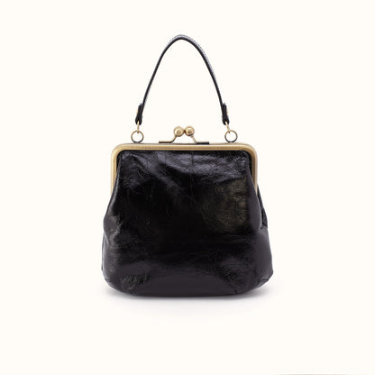 Alba Crossbody in Polished Leather - Black