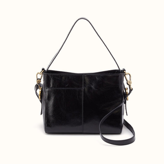 Render Small Crossbody In Polished Leather - Black- FOL