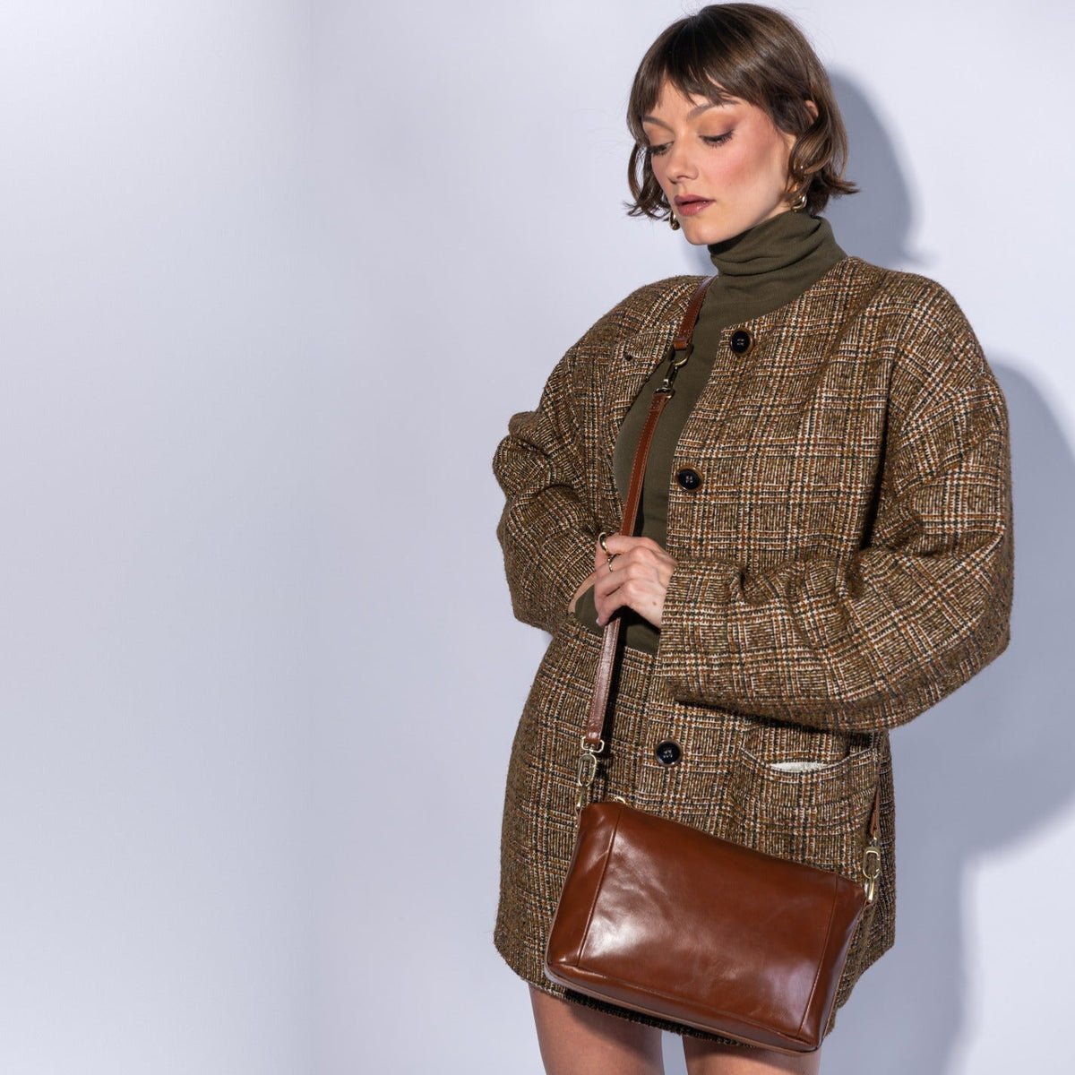 Darcy Carry-All Crossbody In Polished Leather - Harvest Root