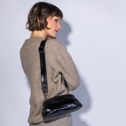 Alba Frame Small Shoulder In Polished Leather