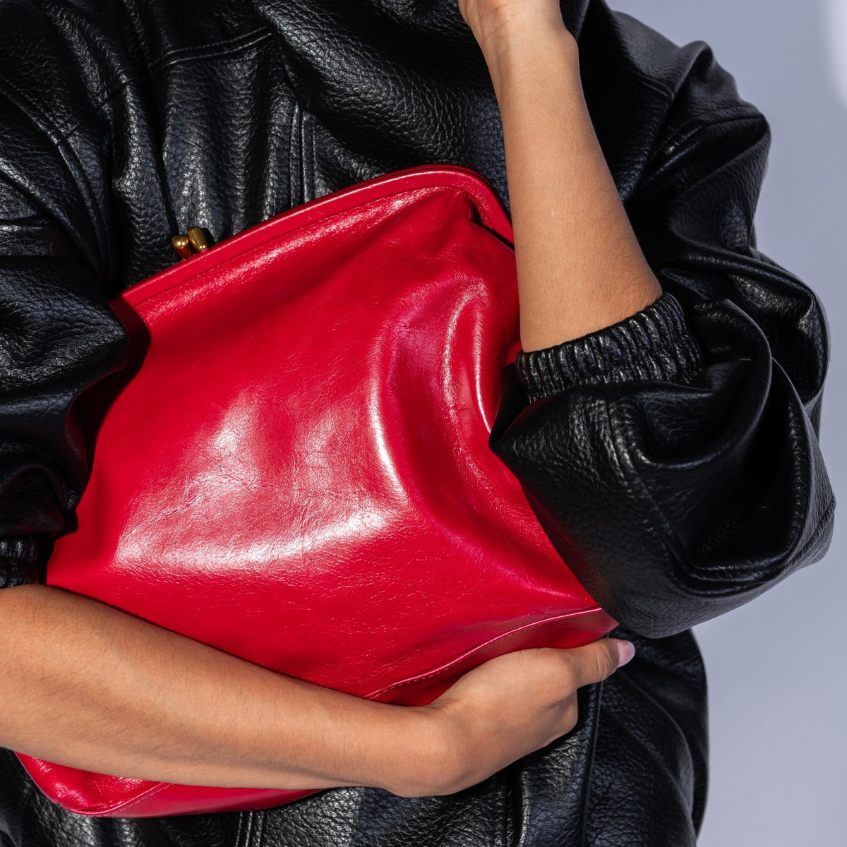 Alba Frame Large Shoulder In Polished Leather