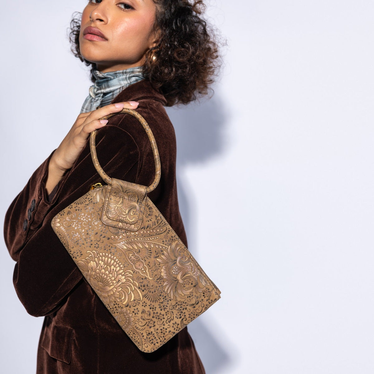 Sable Wristlet In Printed Leather - Mink Folklore
