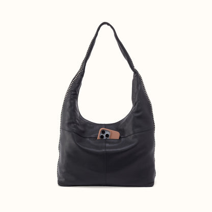La Jolla Hobo In Cloud Leather - Black