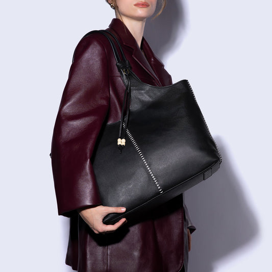 La Jolla Tote In Cloud Leather - Black